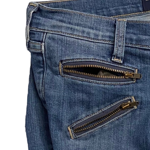 Lucky Brand Meadowood Moto Jeans Low Rise Skinny Zipper Detail Blue 0 25 - Picture 13 of 16